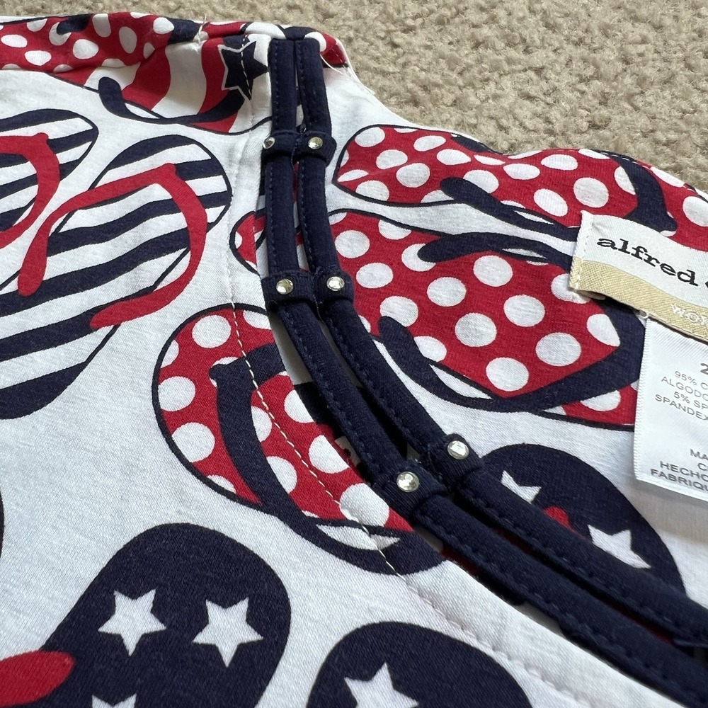 ALFRED DUNNER Patriotic Red White Blue Top Tee Shirt Flip Flops 4th Of July XXL - Picture 4 of 7